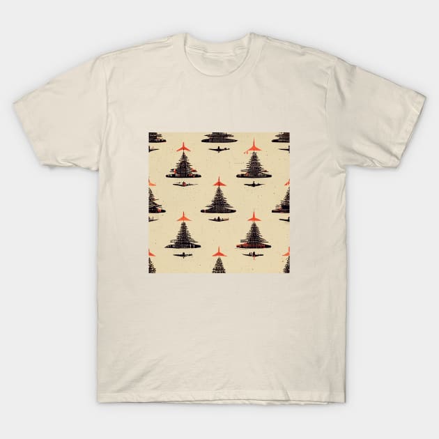 Christmas Tree Pattern T-Shirt by Retro Travel Design